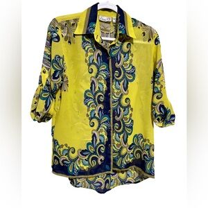 Emma G Women's Semi Sheer Button Down Blouse Size Medium